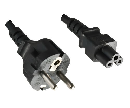 Mains cable Europe CEE 7/7 to C5, 0.75mm², VDE, black, length 3.00m